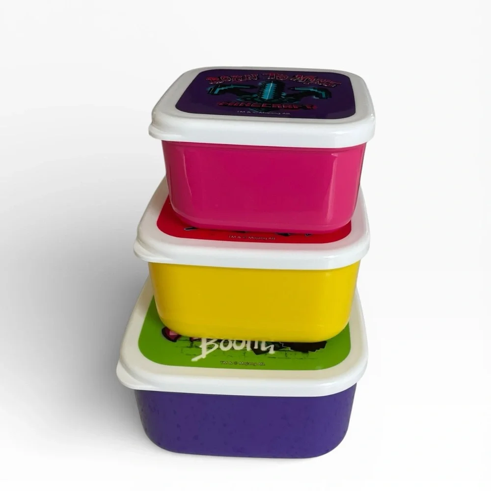 Minecraft Food Containers Lunch Storage Kids Bento Made in Japan‎ Nesting Food 3